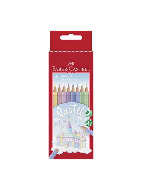 FABER-CASTELL Színes ceruza készlet, hatszögletű, FABER-CASTELL, 10 különböző pasztell szín