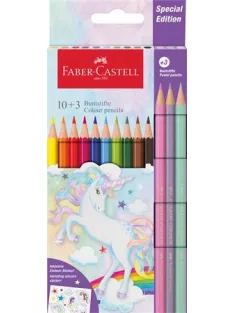   FABER-CASTELL Színes ceruza készlet, hatszögletű, FABER-CASTELL"Unikornis" 10+3 különböző szín