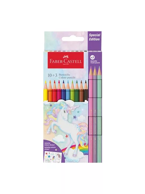 FABER-CASTELL Színes ceruza készlet, hatszögletű, FABER-CASTELL"Unikornis" 10+3 különböző szín