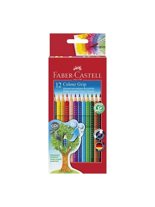 FABER-CASTELL Színes ceruza készlet, háromszögletű, FABER-CASTELL "Grip 2001", 12 különböző szín