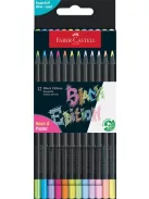 FABER-CASTELL Színes ceruza készlet, háromszögletű, FABER-CASTELL "Black Edition",  6-6 különböző neon és pasztell szín