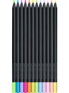   FABER-CASTELL Színes ceruza készlet, háromszögletű, FABER-CASTELL "Black Edition",  6-6 különböző neon és pasztell szín