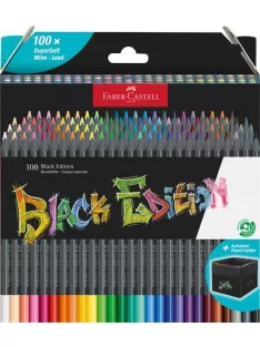   FABER-CASTELL Színes ceruza készlet, háromszögletű, FABER-CASTELL "Black Edition",  100 különböző szín