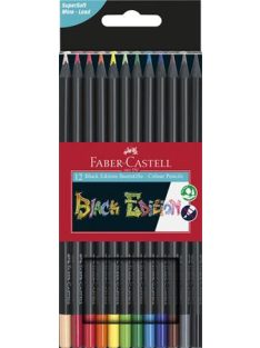   FABER-CASTELL Színes ceruza készlet, háromszögletű, FABER-CASTELL "Black Edition",  12 különböző szín