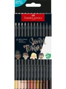 FABER-CASTELL Színes ceruza készlet, háromszögletű, FABER-CASTELL "Black Edition",  12 különböző bőrszín