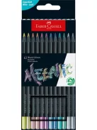 FABER-CASTELL Színes ceruza készlet, háromszögletű, FABER-CASTELL "Black Edition",  12 különböző metál szín