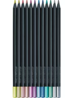   FABER-CASTELL Színes ceruza készlet, háromszögletű, FABER-CASTELL "Black Edition",  12 különböző metál szín