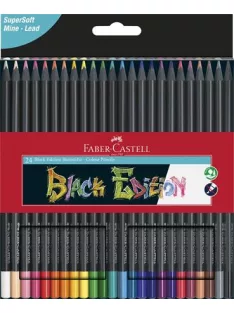  FABER-CASTELL Színes ceruza készlet, háromszögletű, FABER-CASTELL "Black Edition", 24 különböző szín