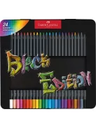 FABER-CASTELL Színes ceruza készlet, háromszögletű, fémdobozban, FABER-CASTELL "Black Edition",  24 különböző szín