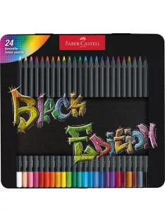   FABER-CASTELL Színes ceruza készlet, háromszögletű, fémdobozban, FABER-CASTELL "Black Edition",  24 különböző szín