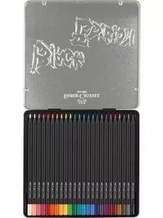   FABER-CASTELL Színes ceruza készlet, háromszögletű, fémdobozban, FABER-CASTELL "Black Edition",  24 különböző szín