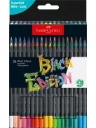 FABER-CASTELL Színes ceruza készlet, háromszögletű, FABER-CASTELL "Black Edition",  36 különböző szín