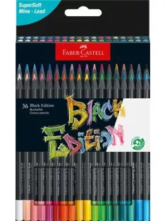   FABER-CASTELL Színes ceruza készlet, háromszögletű, FABER-CASTELL "Black Edition",  36 különböző szín
