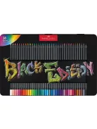 FABER-CASTELL Színes ceruza készlet, háromszögletű, fémdobozban, FABER-CASTELL "Black Edition",  36 különböző szín
