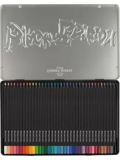   FABER-CASTELL Színes ceruza készlet, háromszögletű, fémdobozban, FABER-CASTELL "Black Edition",  36 különböző szín