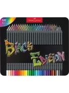 FABER-CASTELL Színes ceruza készlet, háromszögletű, fémdobozban, FABER-CASTELL "Black Edition", 100 különböző szín