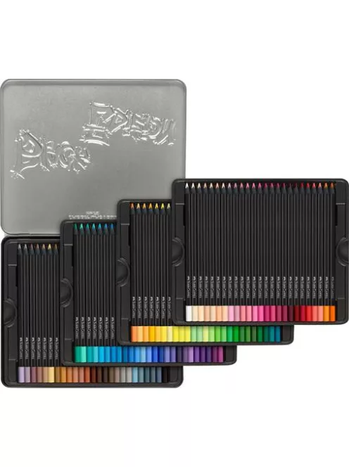 FABER-CASTELL Színes ceruza készlet, háromszögletű, fémdobozban, FABER-CASTELL "Black Edition", 100 különböző szín