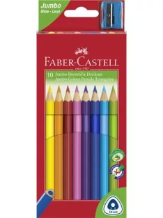   FABER-CASTELL Színes ceruza készlet, háromszögletű, FABER-CASTELL "Jumbo", 10 különböző szín