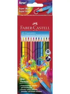   FABER-CASTELL Színes ceruza készlet, háromszögletű, FABER-CASTELL "Papagáj", 12 különböző szín