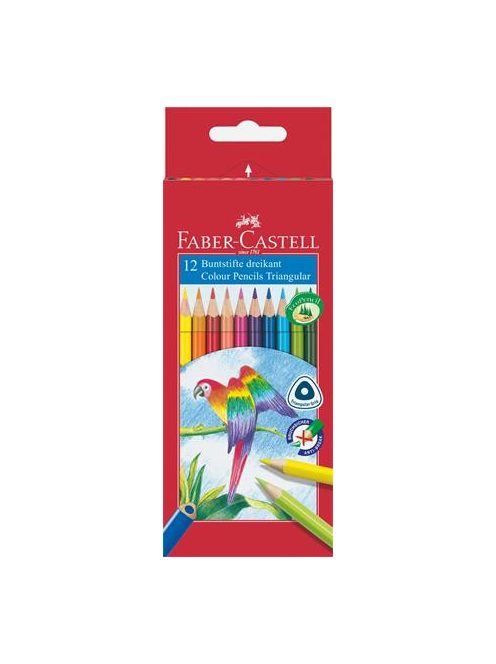 FABER-CASTELL Színes ceruza készlet, háromszögletű, FABER-CASTELL "Papagáj", 12 különböző szín