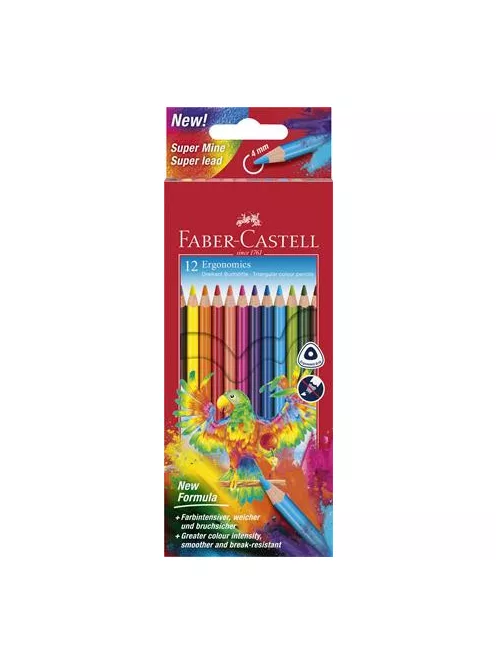 FABER-CASTELL Színes ceruza készlet, háromszögletű, FABER-CASTELL "Papagáj", 12 különböző szín