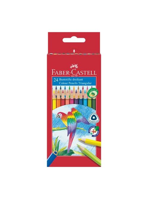 FABER-CASTELL Színes ceruza készlet, háromszögletű, FABER-CASTELL "Papagáj", 24 különböző szín