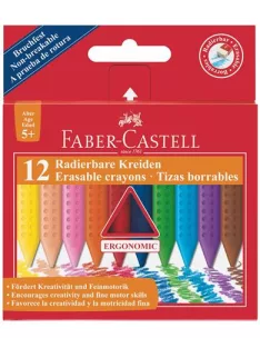   FABER-CASTELL Zsírkréta, háromszögletű, FABER-CASTELL "Grip", 12 különböző szín