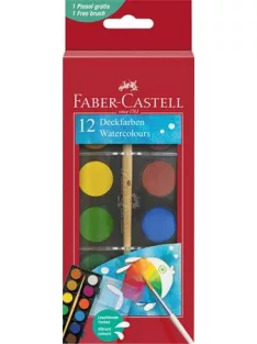   FABER-CASTELL Vízfesték, 12 darabos, 24 mm, ecsettel, FABER-CASTELL