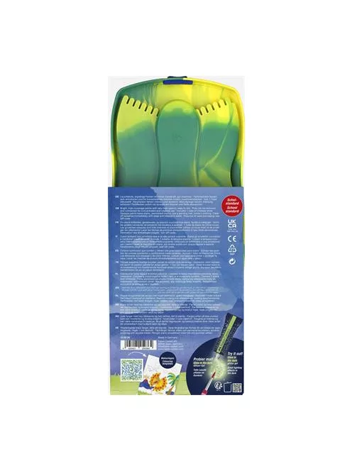 FABER-CASTELL Vízfesték, 12 darabos, összeilleszthető, FABER-CASTELL "Dinoszaurusz"+1 tubus fehér tempera + dinoszaurusz matrica