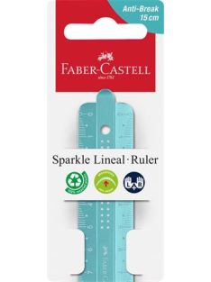   FABER-CASTELL Vonalzó, műanyag, törhetetlen, 15 cm, FABER-CASTELL "Sparkle", vegyes színek