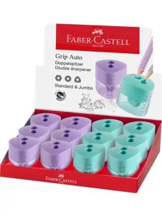   FABER-CASTELL Hegyező display, kétlyukú, FABER-CASTELL, "Grip Auto", vegyes pasztell színek