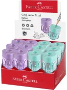 FABER-CASTELL Hegyező display, egylyukú, tartályos FABER-CASTELL "GRIP Auto Mini", vegyes pasztell színek