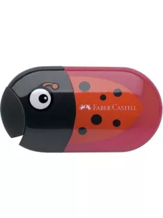   FABER-CASTELL Hegyező és radír, kétlyukú, tartályos, FABER-CASTELL, katicabogár minta