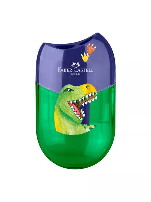 FABER-CASTELL Hegyező display, kétlyukú, tartályos,  FABER-CASTELL, dinoszaurusz