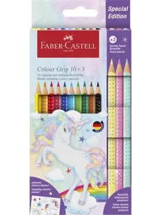   FABER-CASTELL Színes ceruza készlet, háromszögletű, FABER-CASTELL "Grip", 13 különböző szín, unikornis