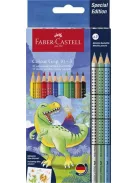 FABER-CASTELL Színes ceruza készlet, háromszögletű, FABER-CASTELL "Grip Dinoszaurusz" 10+3 különböző szín