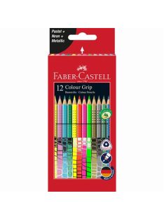   FABER-CASTELL Színes ceruza készlet, háromszögletű, FABER-CASTELL "Colour Grip", 12 különböző szín