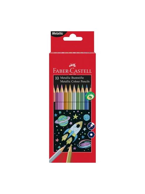 FABER-CASTELL Színes ceruza készlet, hatszögletű, FABER-CASTELL, 10 különböző metál szín