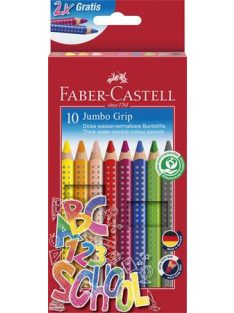   FABER-CASTELL Színes ceruza készlet, háromszögeltű, vastag, FABER-CASTELL "Grip", 10 különböző szín