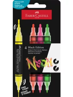   FABER-CASTELL Dekormarker készlet, 1,0/3,0 mm, kétvégű, akril, FABER-CASTELL "Shake&Paint", 4 különböző neon szín