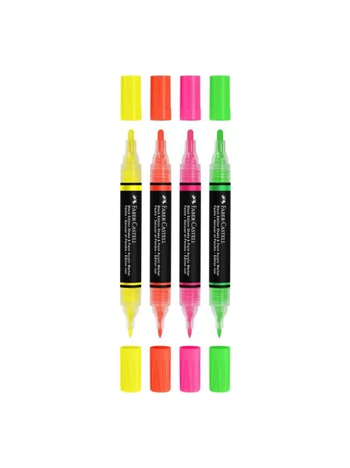 FABER-CASTELL Dekormarker készlet, 1,0/3,0 mm, kétvégű, akril, FABER-CASTELL "Shake&Paint", 4 különböző neon szín