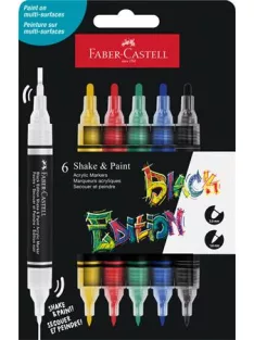   FABER-CASTELL Dekormarker készlet, 1,0/3,0 mm, kétvégű, akril, FABER-CASTELL "Shake&Paint", 6 különböző szín