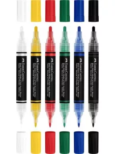   FABER-CASTELL Dekormarker készlet, 1,0/3,0 mm, kétvégű, akril, FABER-CASTELL "Shake&Paint", 6 különböző szín