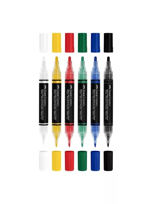 FABER-CASTELL Dekormarker készlet, 1,0/3,0 mm, kétvégű, akril, FABER-CASTELL "Shake&Paint", 6 különböző szín