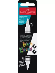   FABER-CASTELL Dekormarker, 1,0/3,0 mm, kétvégű, akril, FABER-CASTELL "Shake&Paint", fehér