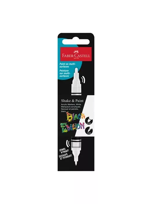 FABER-CASTELL Dekormarker, 1,0/3,0 mm, kétvégű, akril, FABER-CASTELL "Shake&Paint", fehér