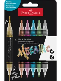   FABER-CASTELL Dekormarker készlet, 1,0/3,0 mm, kétvégű, akril, FABER-CASTELL "Shake&Paint", 6 különböző metál szín