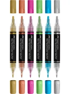   FABER-CASTELL Dekormarker készlet, 1,0/3,0 mm, kétvégű, akril, FABER-CASTELL "Shake&Paint", 6 különböző metál szín