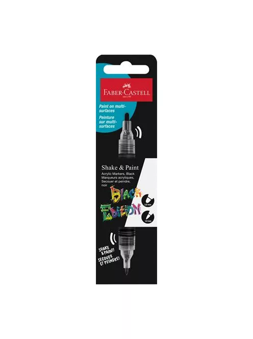 FABER-CASTELL Dekormarker, 1,0/3,0 mm, kétvégű, akril, FABER-CASTELL "Shake&Paint", fekete
