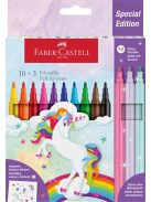 FABER-CASTELL Filctoll készlet, FABER-CASTELL "Unikornis" 10 különböző szín + 3 csillámos